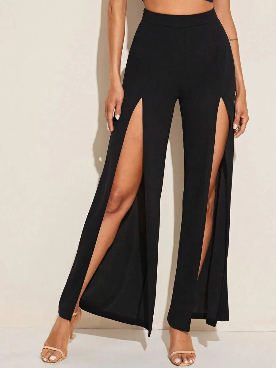 Pantalones sencillos y sexys con cremallera negra