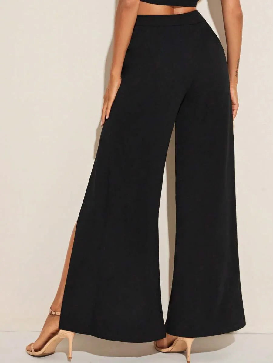 Pantalones sencillos y sexys con cremallera negra
